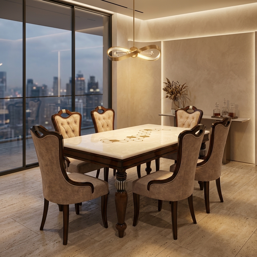 Marble Top Dining Table 6 view 1