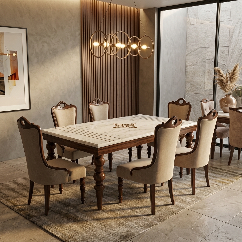 Marble Top Dining Table 12 view 1