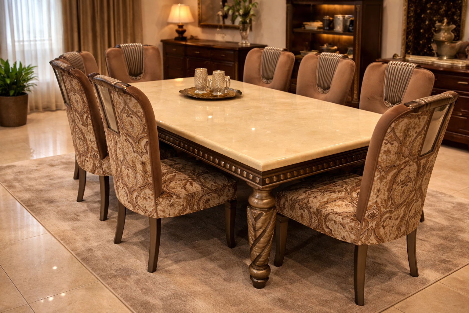 Marble Top Dining Table 2 view 1